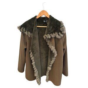 Love Token Brown Faux Suede Coat Jacket Women’s M – Faux Fur Lining & Real Rabbi